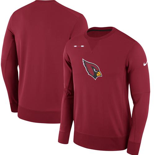 Men's Arizona Cardinals Nike Cardinal Sideline Team Logo Performance Sweatshirt - Click Image to Close